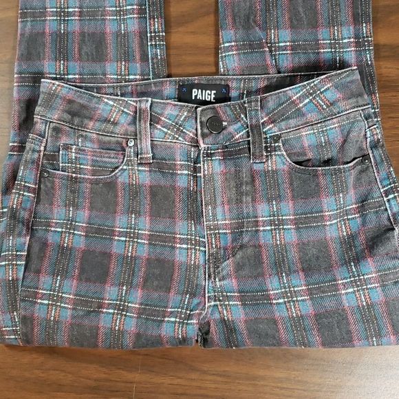 PAIGE Womens HOXTON ANKLE High-Rise Skinny Black Atlantic Tartan Plaid Jeans 26 - Picture 4 of 14